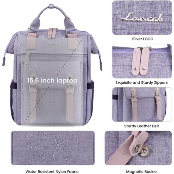 LOVEVOOK Laptop Backpack for Women, Teacher Nurse Bag Work Travel Computer main image 7